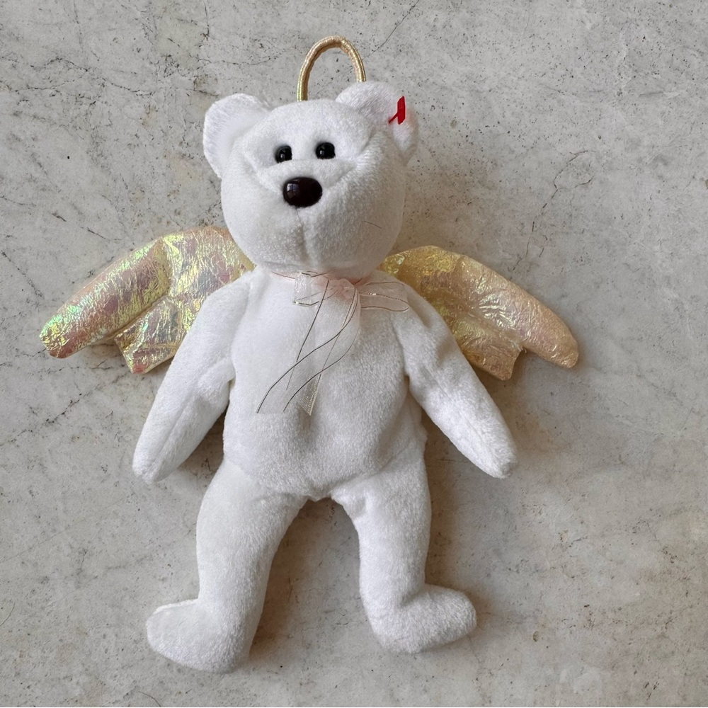 TY Beanie Baby Halo ll Bear White Angel Bear Plush with Iridescent Wings